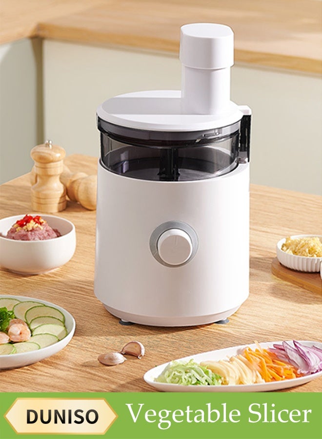 DUNISO Electric Vegetable Slicer，Multi Functional Kitchen Slicer, Meat Slicer, Shredded Vegetable Slicer，Electric Fully Automatic Food Processor，White - Image 1