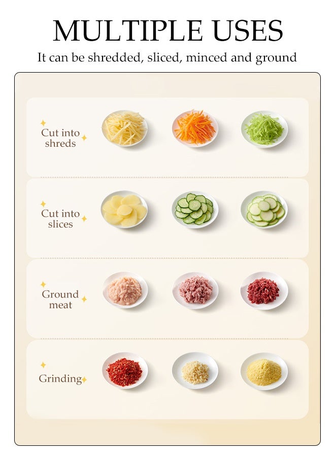 DUNISO Electric Vegetable Slicer，Multi Functional Kitchen Slicer, Meat Slicer, Shredded Vegetable Slicer，Electric Fully Automatic Food Processor，White - Image 5