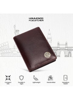 HAMMONDS FLYCATCHER HAMMONDS FLYCATCHER Genuine Leather Card Holder for Men, Credit Card Holder, Slim Bi-Fold RFID Protected Credit Card Wallet for Men with 4 Card Slot (Fits Upto 8 Cards), Metal Snap Button - Brown  - Image 3