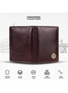 HAMMONDS FLYCATCHER HAMMONDS FLYCATCHER Genuine Leather Card Holder for Men, Credit Card Holder, Slim Bi-Fold RFID Protected Credit Card Wallet for Men with 4 Card Slot (Fits Upto 8 Cards), Metal Snap Button - Brown  - Image 4