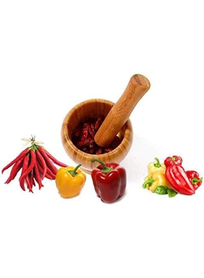 هون من الخشب بتصميم تقليدي سميك وثقيل للمطبخ المصري لطحن الثوم والتوابل والأعشاب - Image 3