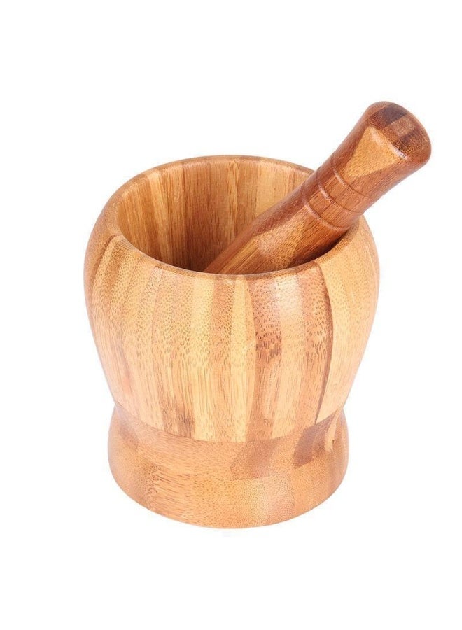 هون من الخشب بتصميم تقليدي سميك وثقيل للمطبخ المصري لطحن الثوم والتوابل والأعشاب - Image 1