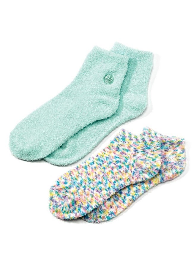 Earth Therapeutics Aloe Vera Socks - Infused W/Aloe Vera & Vitamin E - Helps Dry Feet, Calluses, Dead Skin - Use W/Lotion - Green/Confetti - 2 Pairs  - Image 1