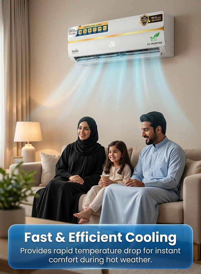 Enviro 2 Ton DC Inverter Split AC 22,500 BTU | T3 Rotary Compressor, R32, Anti-Corrosion Golden Fin, Turbo Cooling, 4D Airflow & 10-Year Compressor Warranty | EAC-24GST3 - Image 5