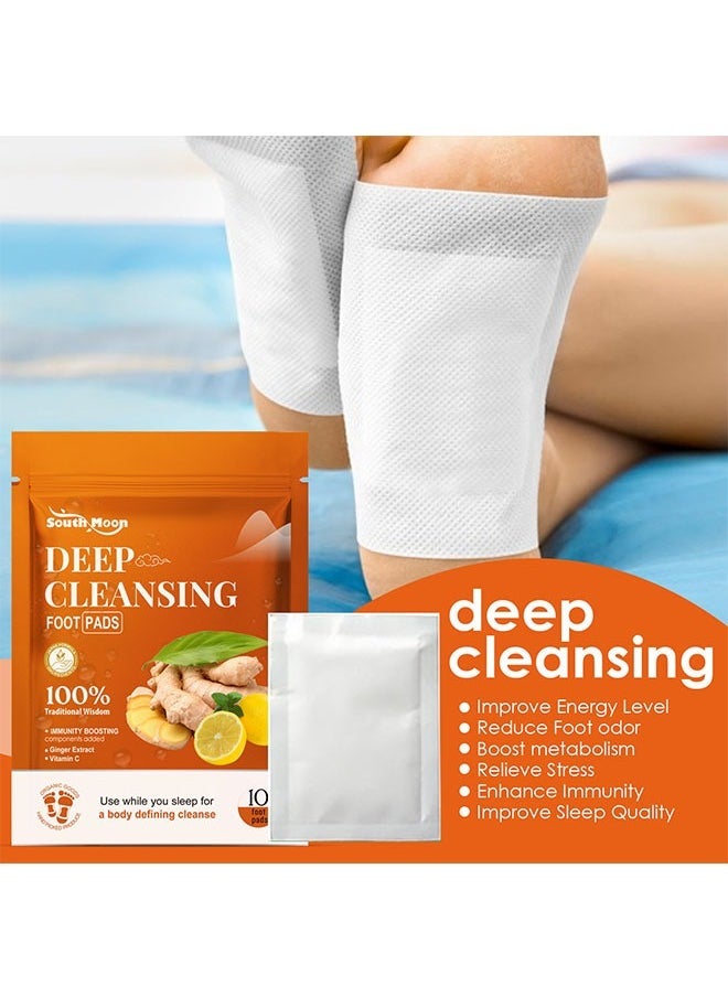 SOUTH MOON Deep Cleansing Foot Pads 10 pcs, Natural Organic Ginger Foot Patches, Relieve Physical and Mental Stress, Reduce Foot odor, Easy to Use, Bamboo Vinegar Foot Pads  - Image 1
