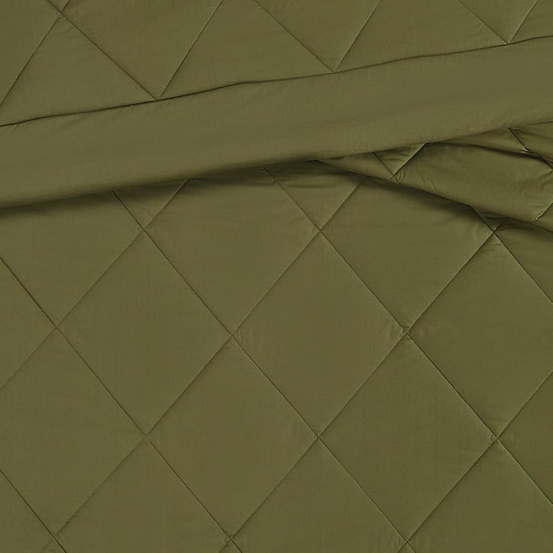 CANNON Solid Oversized Percale Olive Green FullQueen 3 Piece Comforter Set - Image 2
