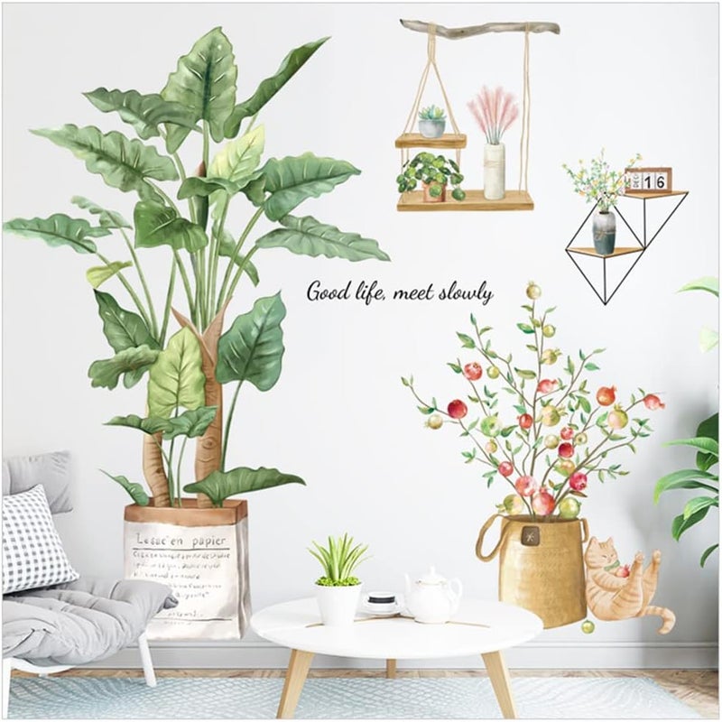 ARS Large Nature Stickers, Tropical Plants Wall Stickers for Living Room, Door Decoration, Water Proof and Removable Home Wall Stickers, Art Decor Wallpaper, New Home Gift (S-2) - Image 1