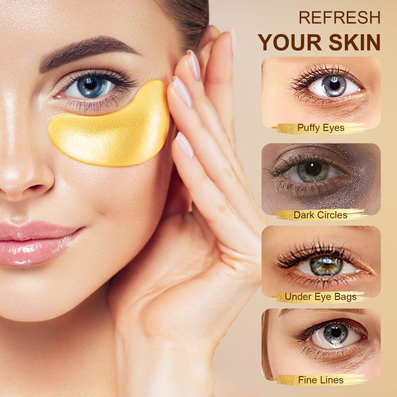 Aivoch 10Pairs 20Pcs 24K Gold Under Eye Patches, Collagen Eye Masks for Dark Circles and Puffiness, Reduce Wrinkles and Puffy Eyes, Refresh Your Skin, Women Skincare Eye Treatment Products - Image 3
