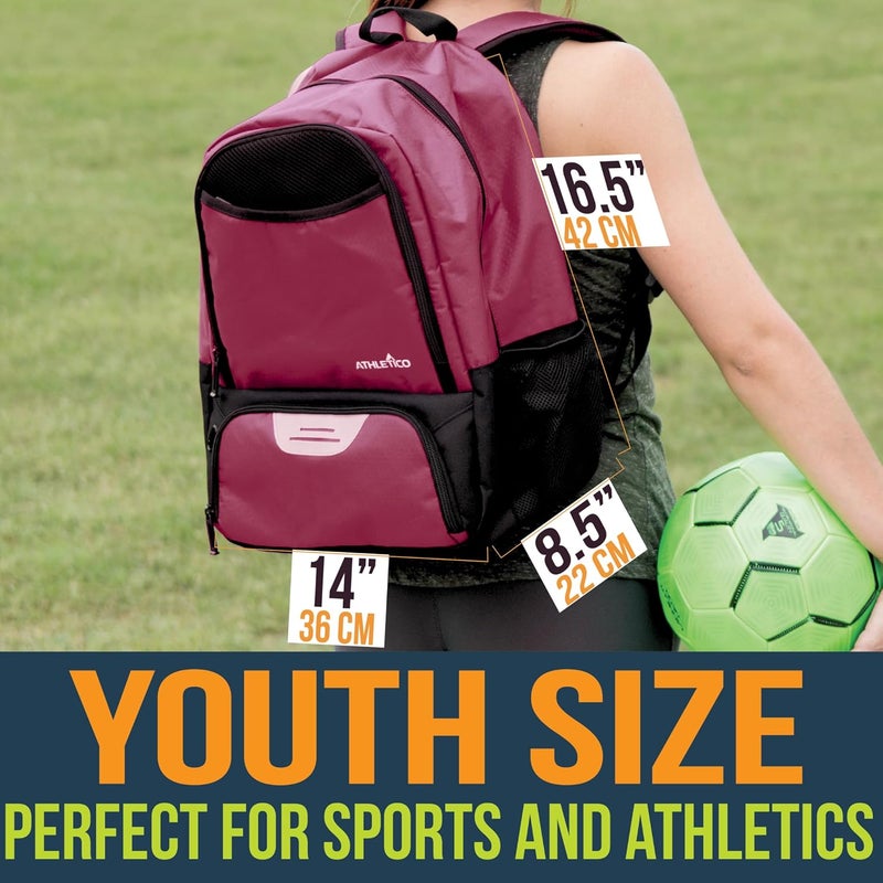 Athletico Youth Soccer Bag - Soccer Backpack & Bags for Basketball, Volleyball & Football | Includes Separate Cleat and Ball Compartment - Image 3