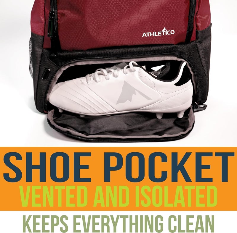 Athletico Youth Soccer Bag - Soccer Backpack & Bags for Basketball, Volleyball & Football | Includes Separate Cleat and Ball Compartment - Image 4