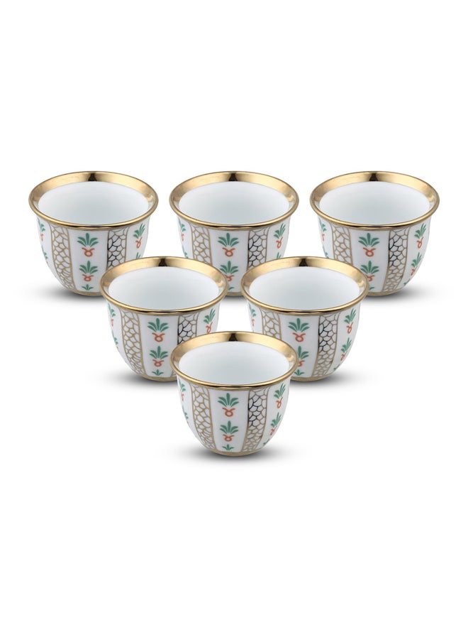 AL SANIDI Ceramic Arabic coffee cup with a paLm Leaf pattern, Arabic coffee cup, Gold  - Image 1