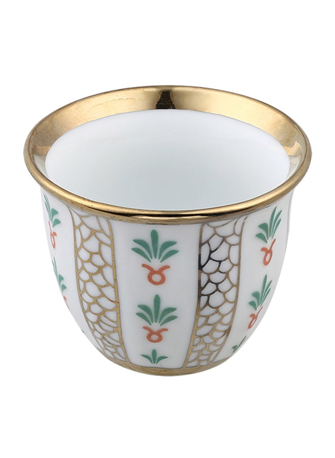 AL SANIDI Ceramic Arabic coffee cup with a paLm Leaf pattern, Arabic coffee cup, Gold  - Image 2
