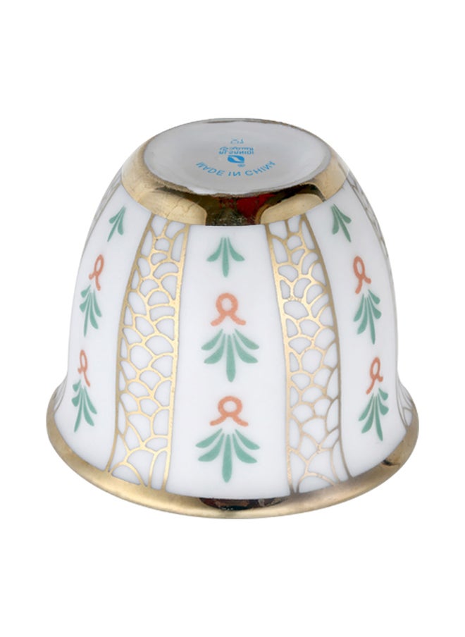 AL SANIDI Ceramic Arabic coffee cup with a paLm Leaf pattern, Arabic coffee cup, Gold  - Image 3