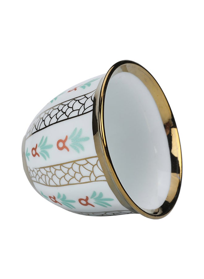 AL SANIDI Ceramic Arabic coffee cup with a paLm Leaf pattern, Arabic coffee cup, Gold  - Image 4