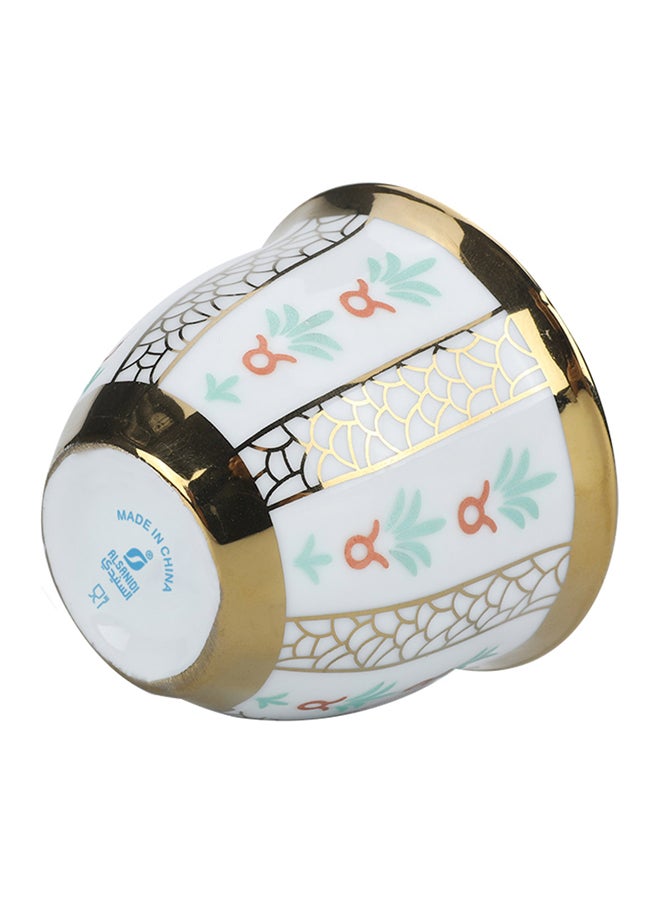 AL SANIDI Ceramic Arabic coffee cup with a paLm Leaf pattern, Arabic coffee cup, Gold  - Image 5