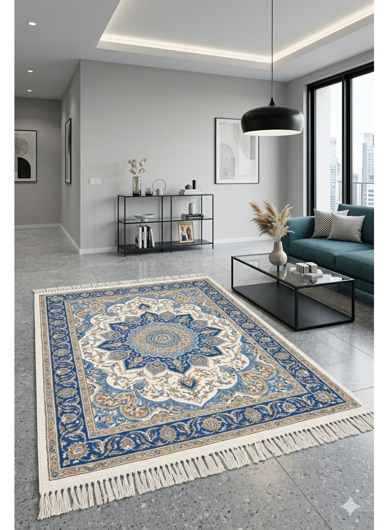 Luxury 3D Printed Classic Carpet Alternative - Washable Non-Slip Dots Backing - Size 160x230 cm - Royal Isfahan Model - Image 1