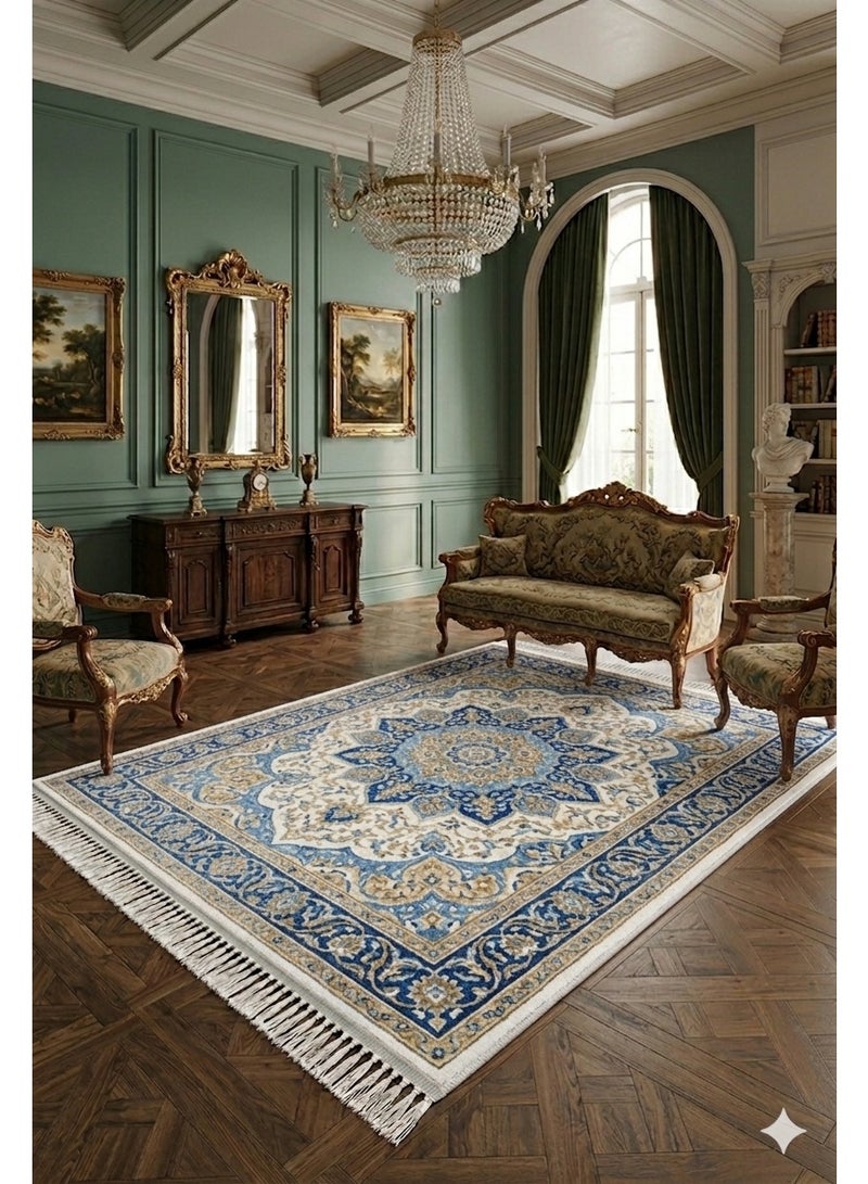 Luxury 3D Printed Classic Carpet Alternative - Washable Non-Slip Dots Backing - Size 160x230 cm - Royal Isfahan Model - Image 2