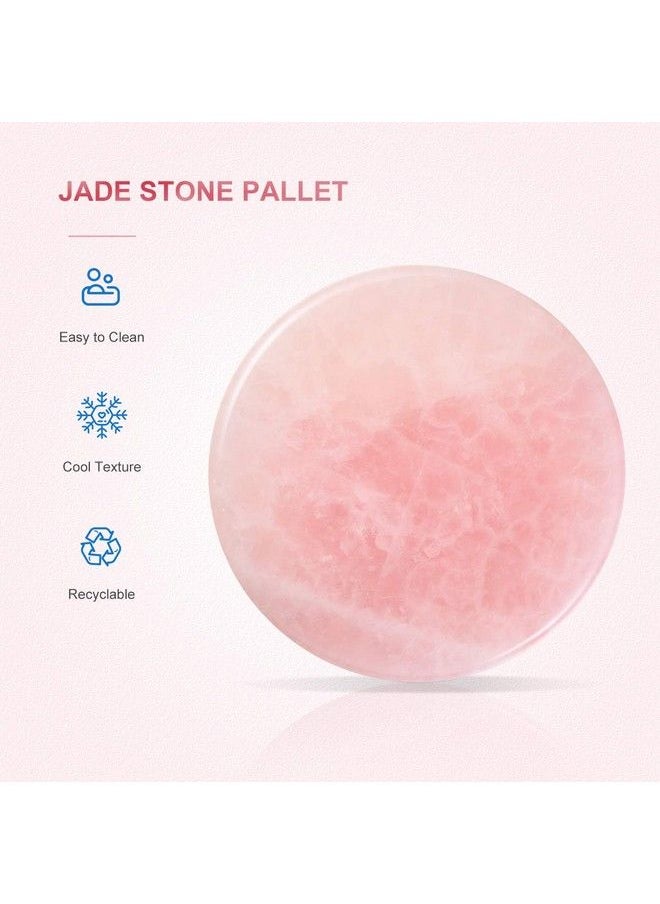 Beaupretty 1 Pc Grafted Eyelash Jade Stones Eyelash Extension Glue Pallet Holder Round Pallet Pad Resin Nail Art Plate Palette Makeup Palette (Pink)  - Image 5