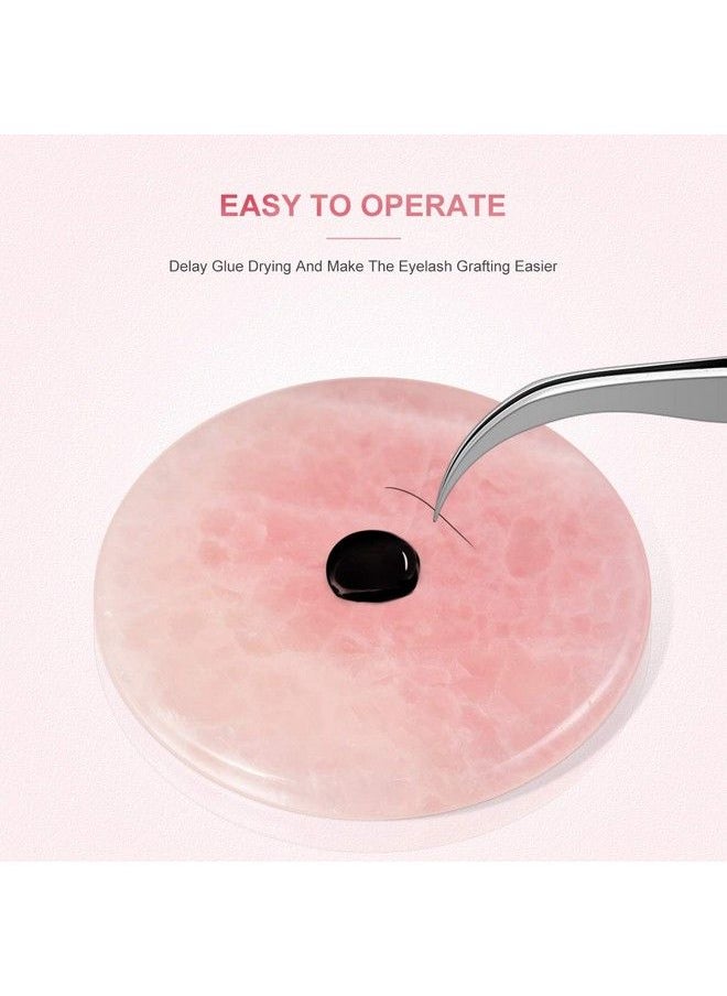 Beaupretty 1 Pc Grafted Eyelash Jade Stones Eyelash Extension Glue Pallet Holder Round Pallet Pad Resin Nail Art Plate Palette Makeup Palette (Pink)  - Image 3