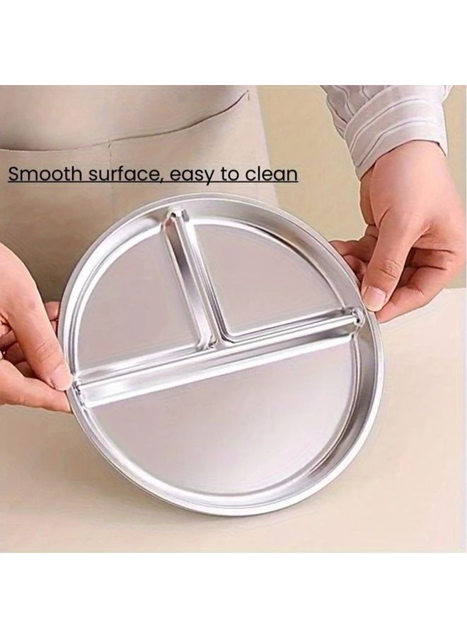 Stainless Steel 23cm Three Section Serving Tray Stackable Portion Control Easy Clean - Image 3