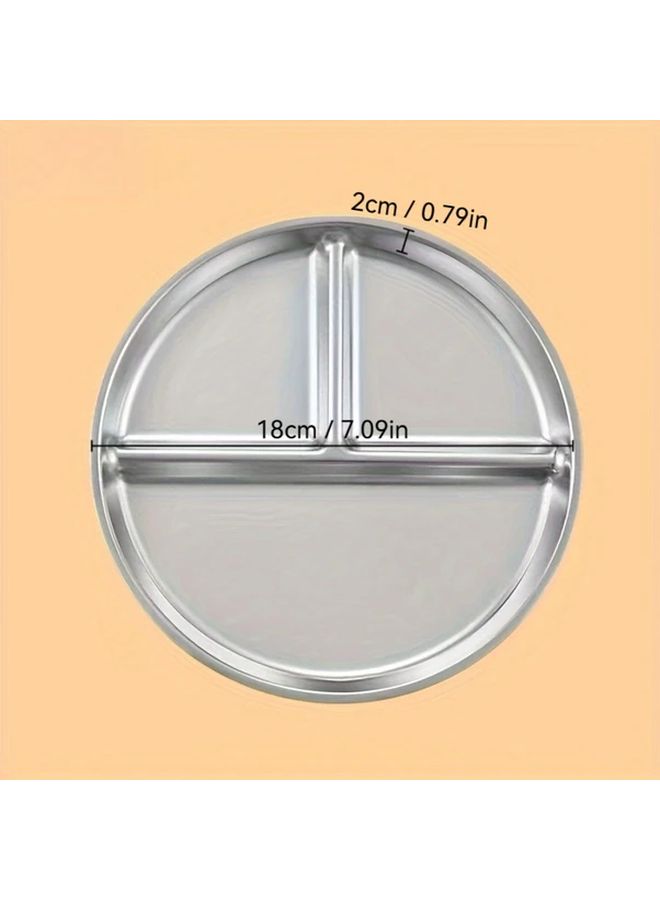 Stainless Steel 23cm Three Section Serving Tray Stackable Portion Control Easy Clean - Image 4