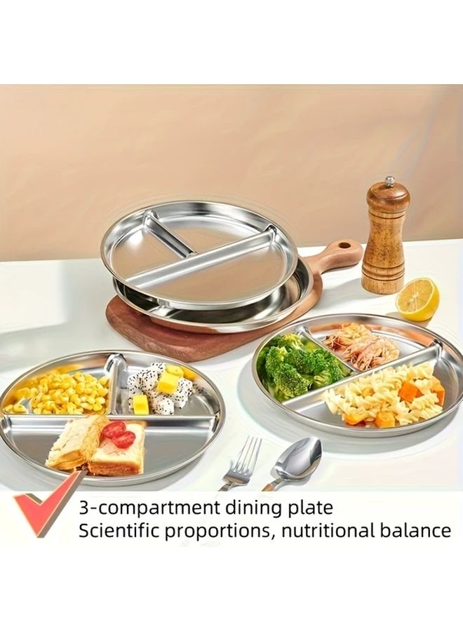 Stainless Steel 23cm Three Section Serving Tray Stackable Portion Control Easy Clean - Image 2