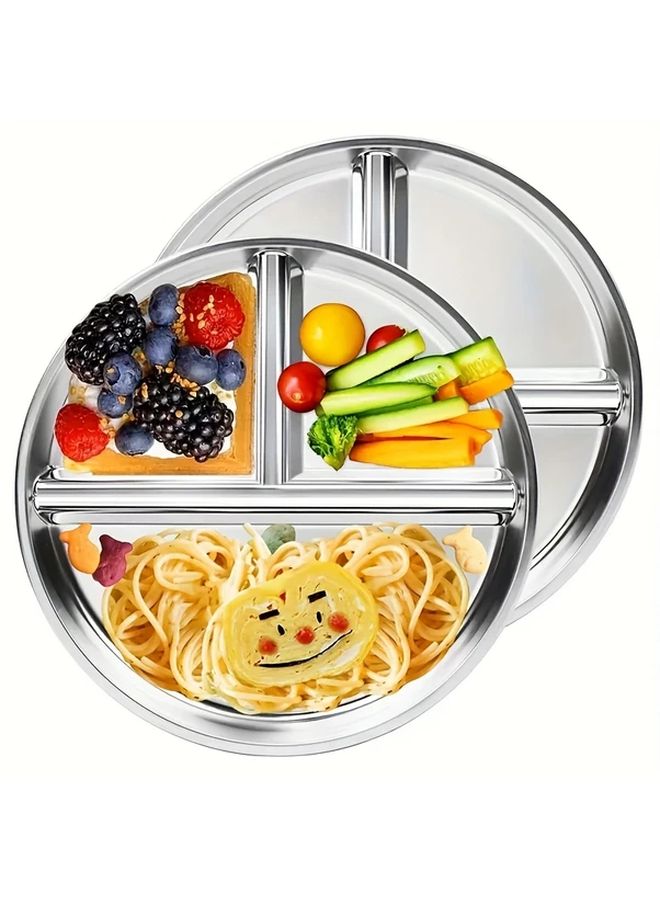 Stainless Steel 23cm Three Section Serving Tray Stackable Portion Control Easy Clean - Image 1