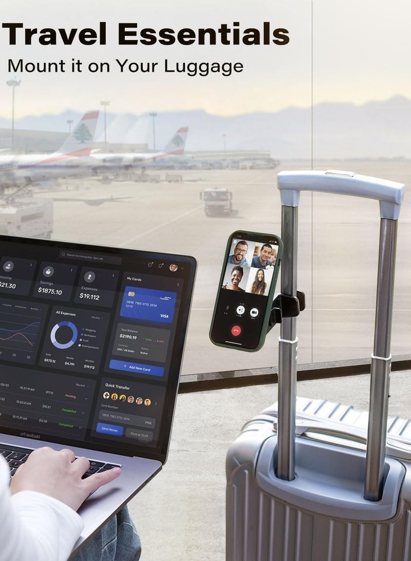 KASTWAVE For Magsafe Airplane Phone Holder Travel Essentials, Travel Essentials Phone Mount with Multi-Angle Rotation, Travel Must Haves for Flying Fit for iPhone 12 13 14 15 Series & Popsocket - Image 3