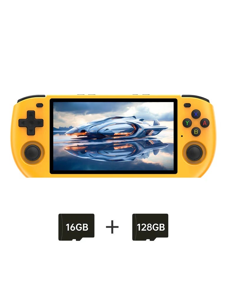 POWKIDDY RGB10 MAX3 Handheld Game Console, 5 Inch IPS Screen Retro Video Game Console Open Source Linux Game Player, Support WiFi & Bluetooth,10000+ Games Portable PSP (Yellow, 128G) - Image 1