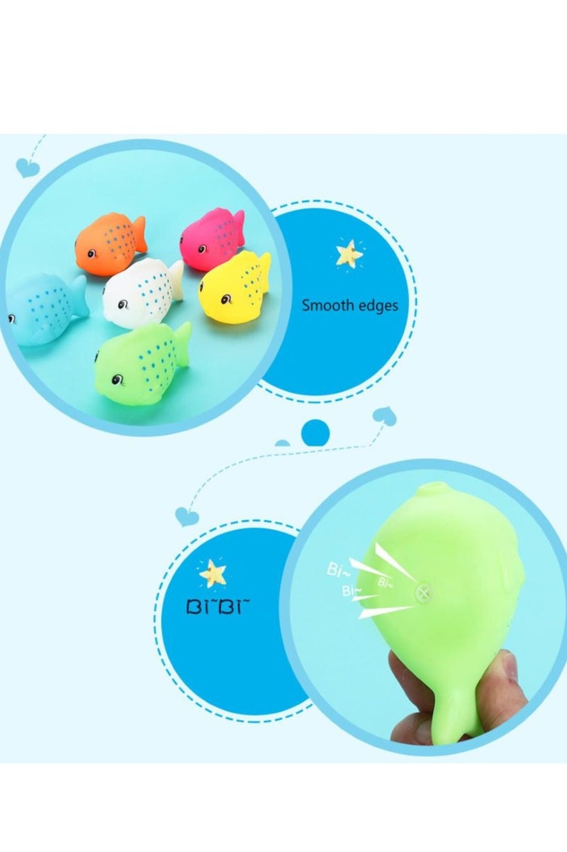 ممز بلانيت مجموعة ألعاب استحمام للأطفال على شكل أسماك ملونة من البطة اللطيفة، مصنوعة من مطاط ناعم وآمن، مثالية لوقت المرح في حوض الاستحمام، تساعد على تحفيز حواس الطفل وتطوير قدراته الحركية._ العاب استحمام للأطفال ـ العاب اطفال مائيه ـ هديه للاطفال ـ لعبه تسليه للاطفال ـ العاب اطفال - Image 4