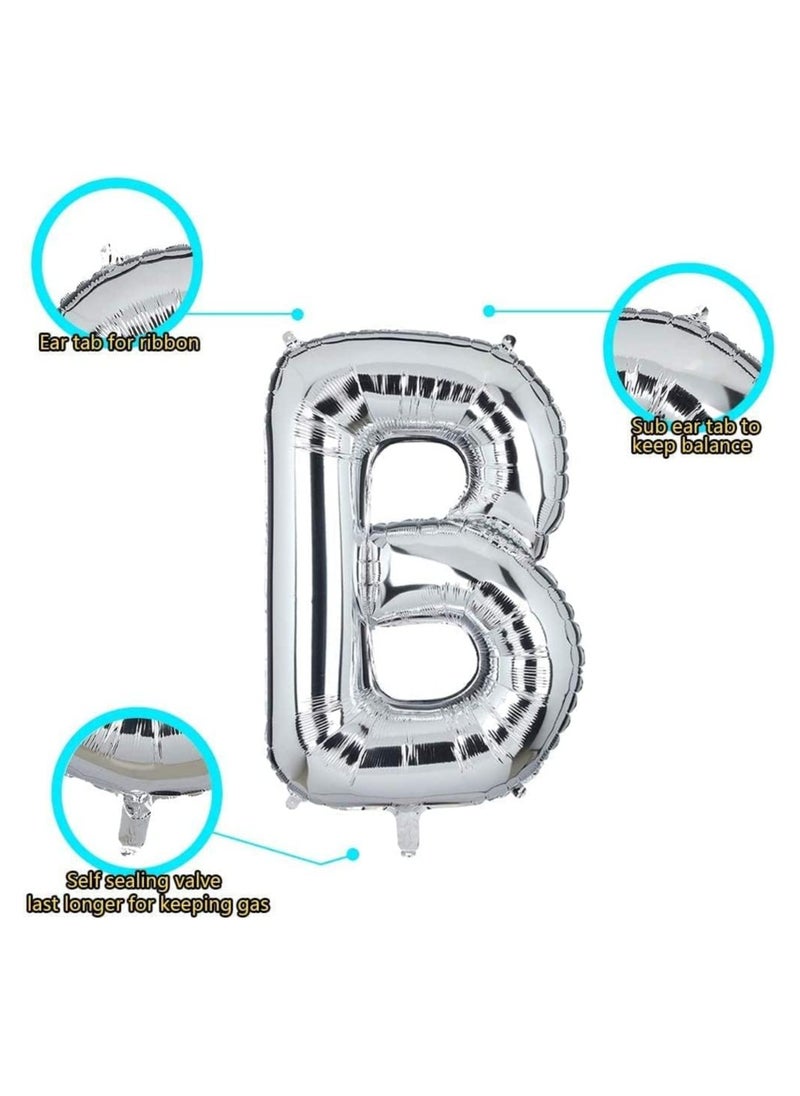 Goldedge 32 Inch Giant Silver Letter B Foil Helium Balloons Big Single Mylar Balloon Birthday Party Decoration Supply Baby Shower (Silver B)  - Image 2