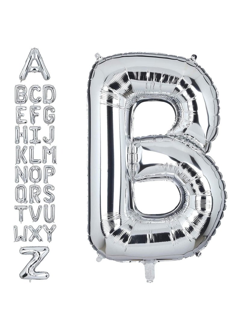 Goldedge 32 Inch Giant Silver Letter B Foil Helium Balloons Big Single Mylar Balloon Birthday Party Decoration Supply Baby Shower (Silver B)  - Image 1