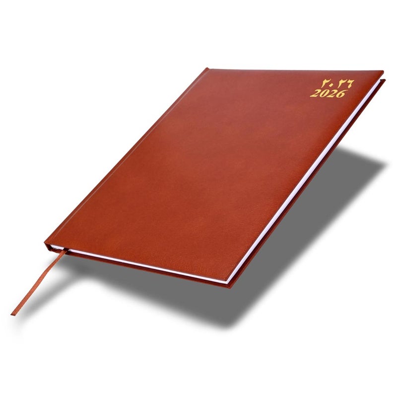 FIS مفكرة تنفيذية FIS 2026، 210x260 مم، غلاف فينيل مبطن من جهة واحدة، تنسيق أسبوعي، عربي/إنجليزي/فرنسي، ورق أبيض 70 جرام، غلاف بني - FSDI34AE26BR - Image 1