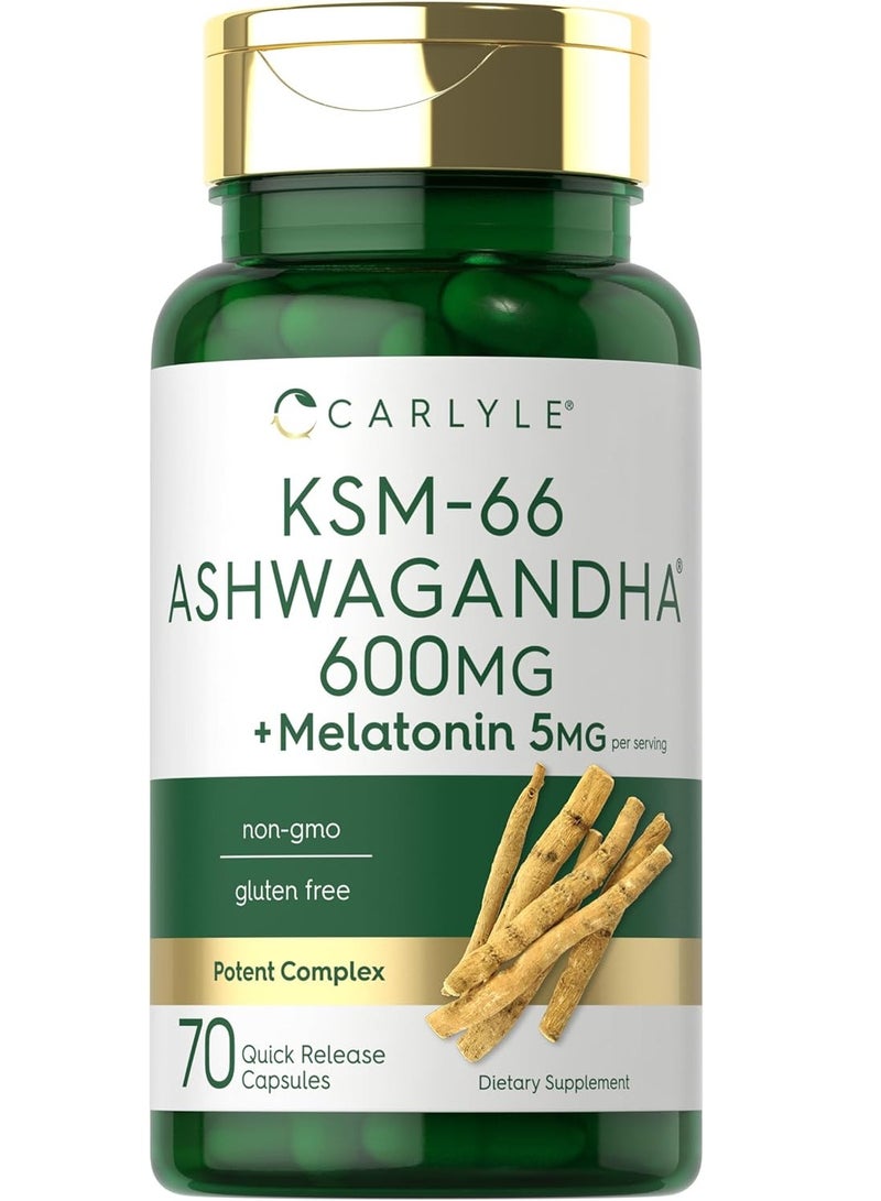 Carlyle KSM-66 Ashwagandha Capsules 600mg 70 Count 35 Servings - Image 1