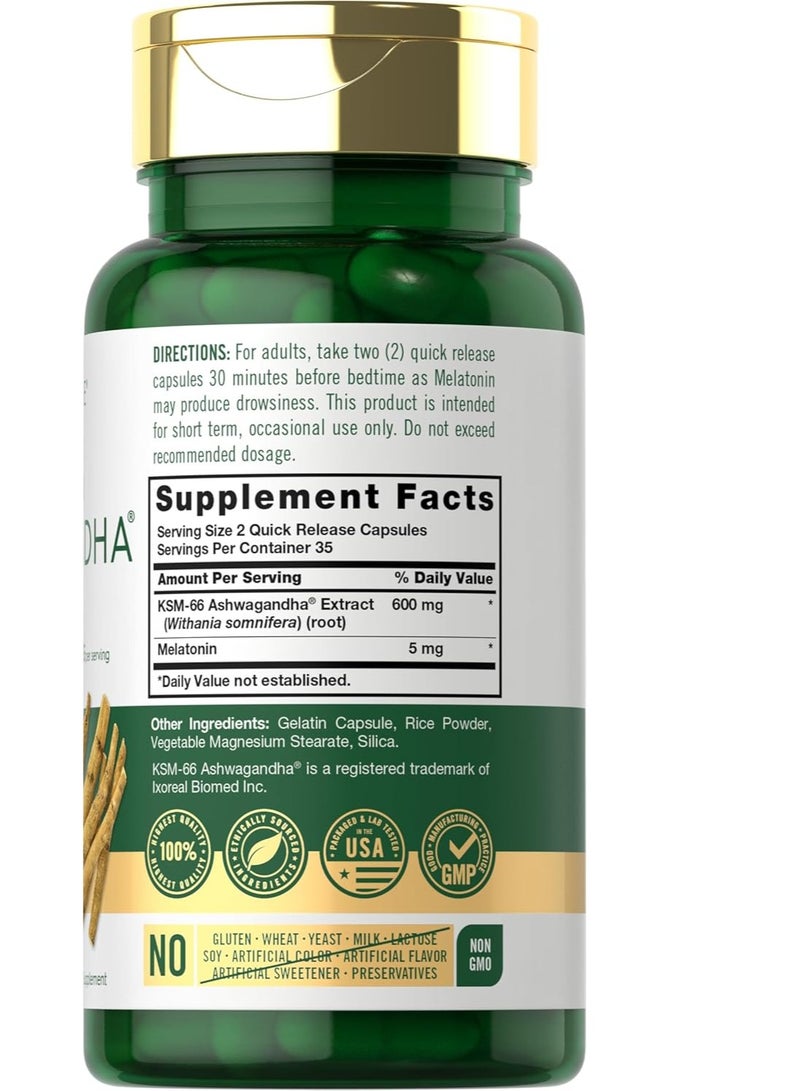 Carlyle KSM-66 Ashwagandha Capsules 600mg 70 Count 35 Servings - Image 2