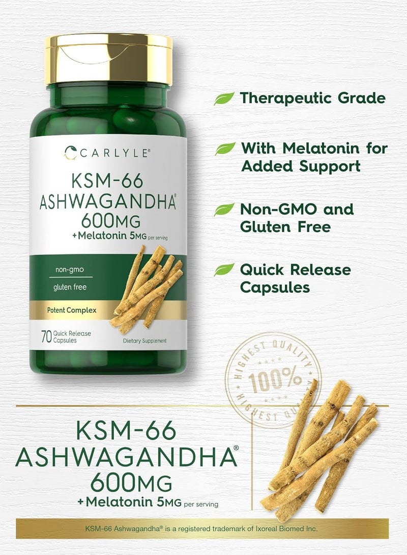 Carlyle KSM-66 Ashwagandha Capsules 600mg 70 Count 35 Servings - Image 3