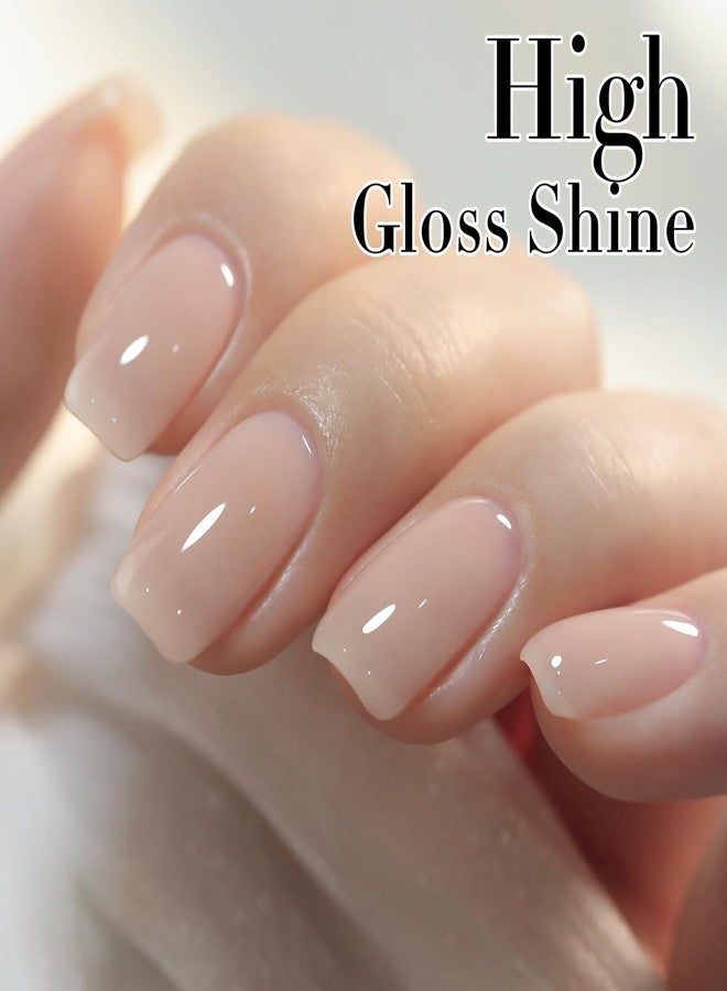 Double Rhythm 0.5Oz Translucent Gel Polish Sheer Neutral Natural Light Milky Same Color Same Bottle 15ML Jelly Gel Polish Art DIY at Home (Nude Beige-A1417) - Image 5