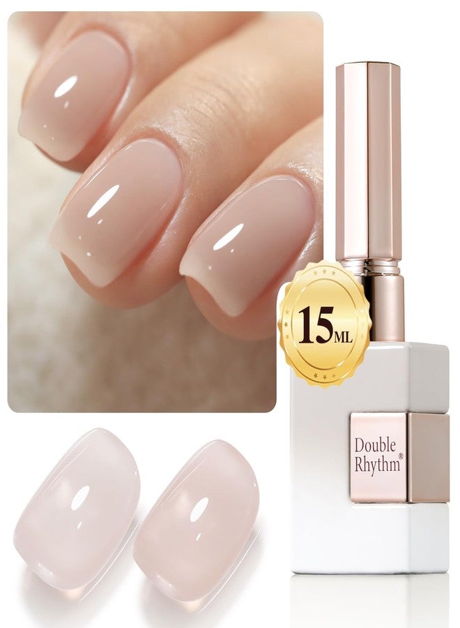 Double Rhythm 0.5Oz Translucent Gel Polish Sheer Neutral Natural Light Milky Same Color Same Bottle 15ML Jelly Gel Polish Art DIY at Home (Nude Beige-A1417) - Image 1
