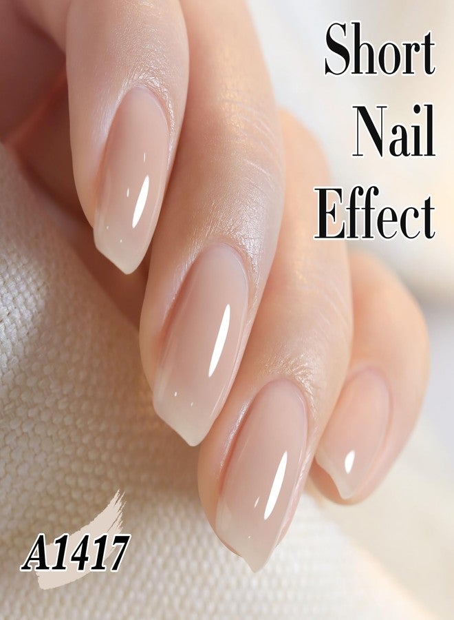 Double Rhythm 0.5Oz Translucent Gel Polish Sheer Neutral Natural Light Milky Same Color Same Bottle 15ML Jelly Gel Polish Art DIY at Home (Nude Beige-A1417) - Image 2