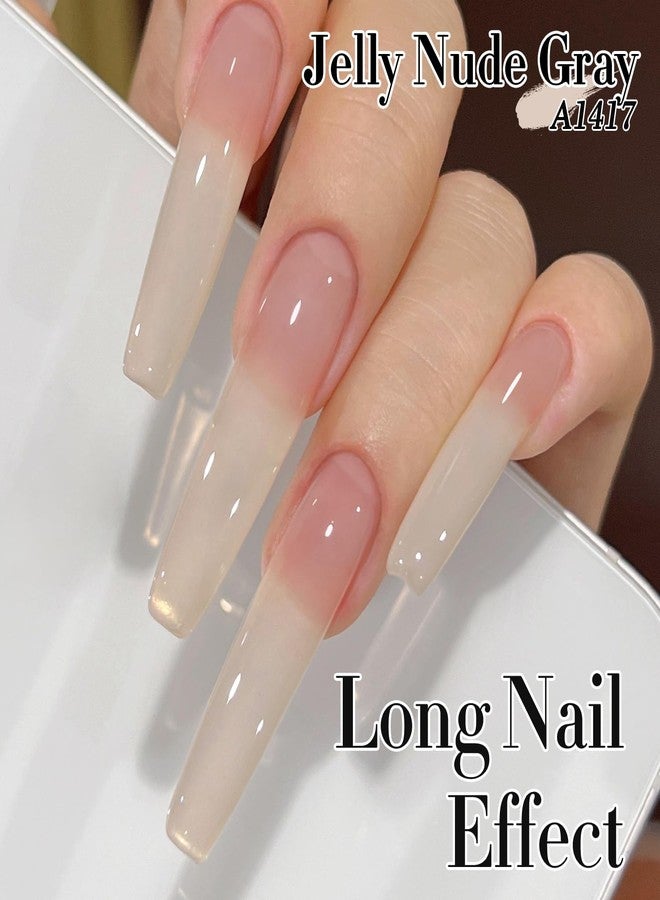 Double Rhythm 0.5Oz Translucent Gel Polish Sheer Neutral Natural Light Milky Same Color Same Bottle 15ML Jelly Gel Polish Art DIY at Home (Nude Beige-A1417) - Image 3