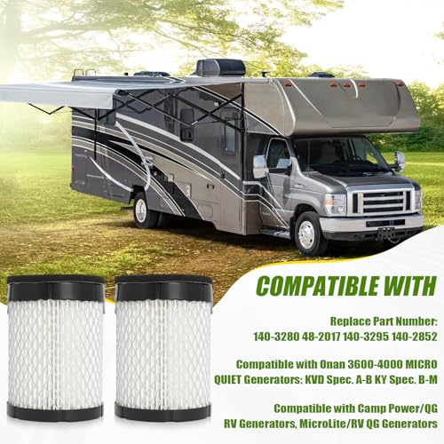 Podoy 140-3280 Air Filter Compatible with Onan 3600 4000 Generator Micro Quiet Air Filter Replace140-3280 48-2017 140-3295 140-2852, Compatible with Camp Power QG RV MicroLite QG RV by Podoy (2 Pack) - Image 5