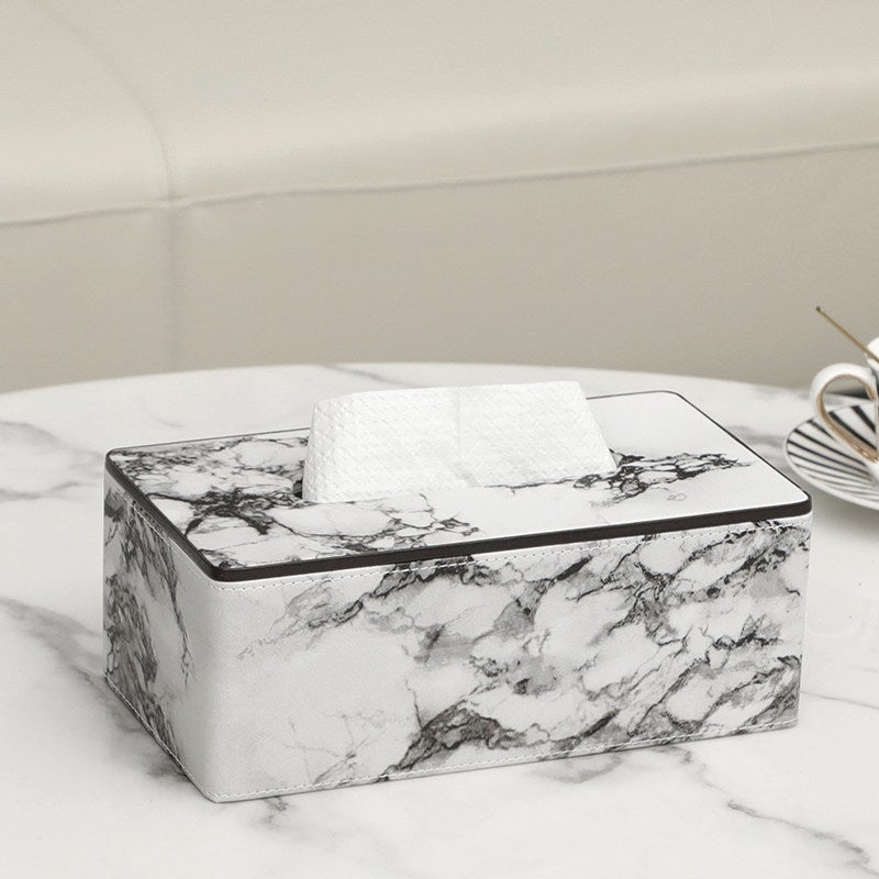 Large Leather Tissue Box with Custom Logo Ink Marble Tissue Box-Large - Image 1