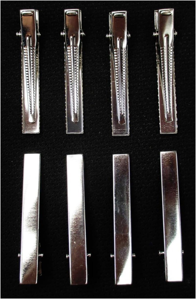 ALL in ONE 50pcs Metal Silver Flat Single Prong Alligator Hair Clips Nickel Free 32MM