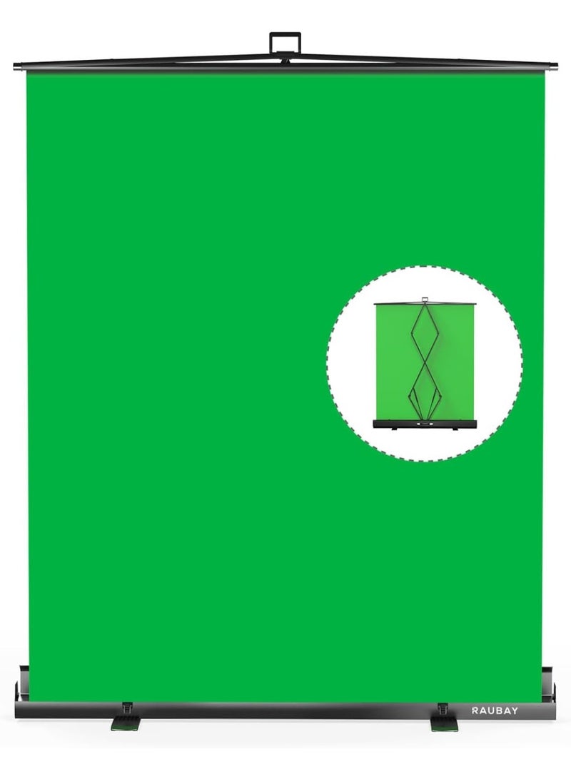 Raubay CGS1520 Collapsible Green Screen 152x210cm – Portable Foldable Chromakey Background For Video Production, Streaming, Photography And Content Creation - Image 1