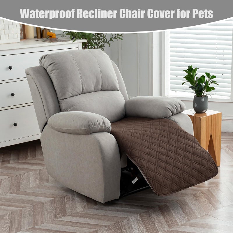 Genina Waterproof Recliner Chair Covers, Recliner Cover for Dog Pets Friendly, Washable Antislip Reclining Chair Cover Furniture Protector, Sofa Slipcover for Living Room(23.6inch/Chocolate) - Image 3