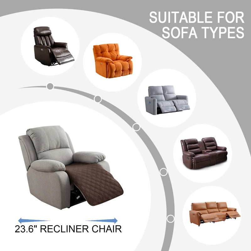 Genina Waterproof Recliner Chair Covers, Recliner Cover for Dog Pets Friendly, Washable Antislip Reclining Chair Cover Furniture Protector, Sofa Slipcover for Living Room(23.6inch/Chocolate) - Image 5