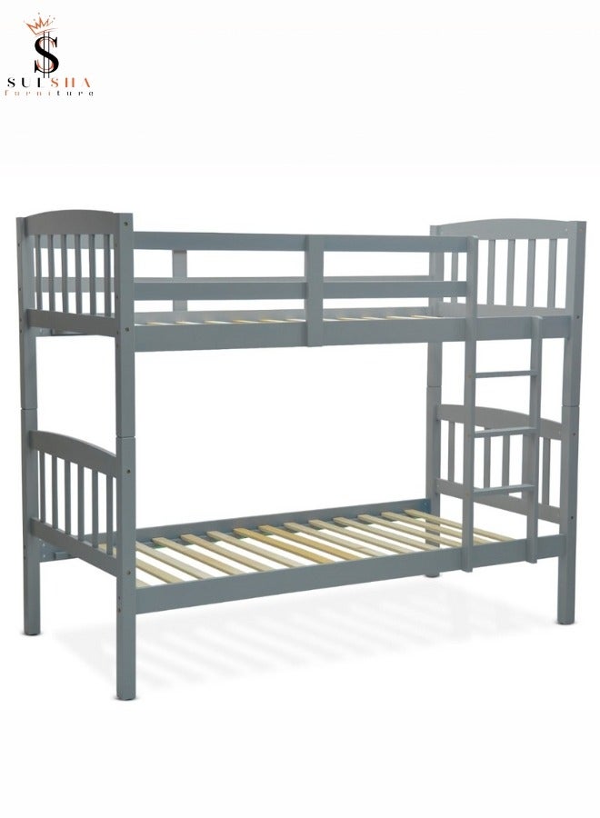 ALWASIT HOME Solid Wood Bunk Bed , Kids Bed With Full Safety 90x190 Cm