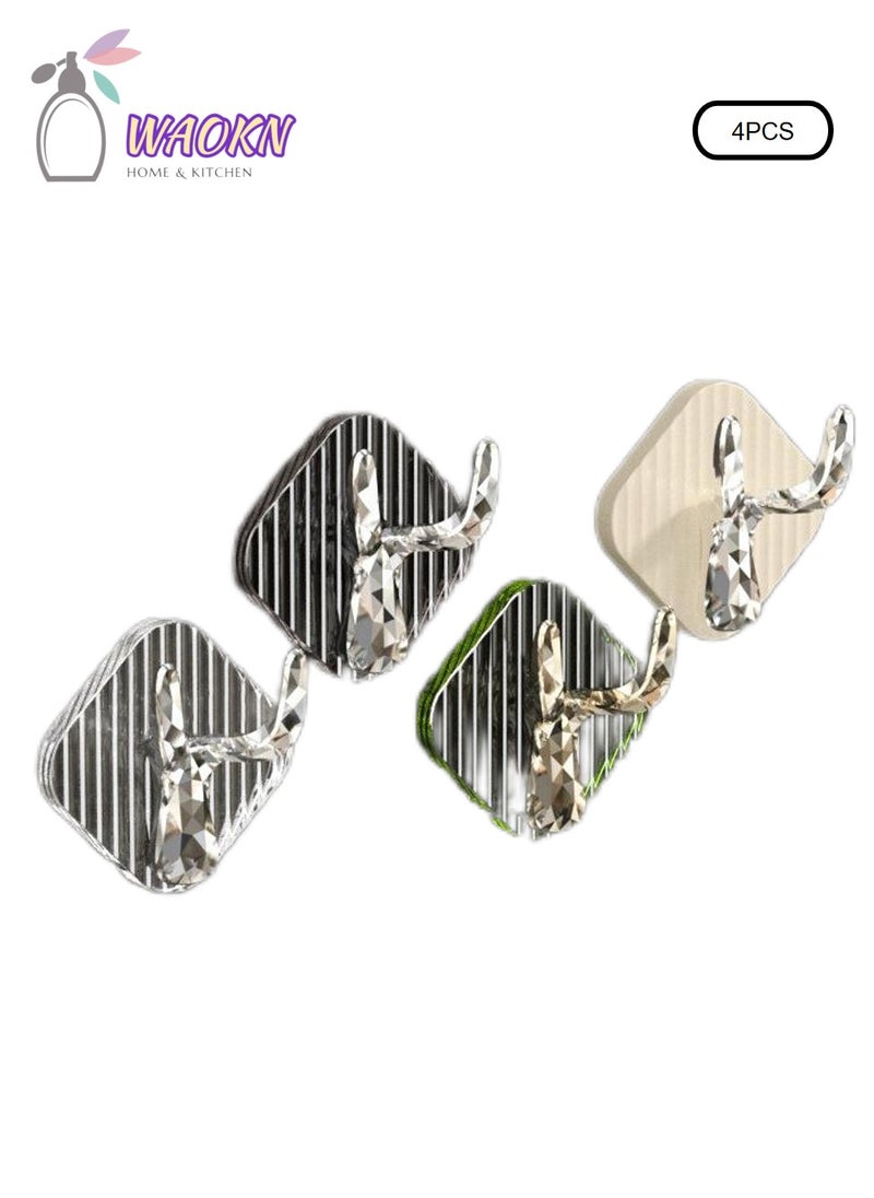 WAOKN 4 Piece Perforation-Free Wall Hook, Coat And Hat Hook Kitchen Bathroom Towel Hook  - Image 1