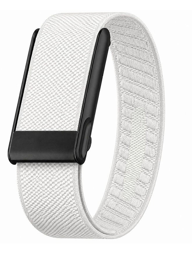 CATANES Woven Nylon Strap Compatible with Whoop 5.0 MG, Adjustable Stretch Sport Band Replacement with Secure Quick-Clip Hardware, Breathable Athletic Wristband for Men and Women - White with Black Holder - Image 1
