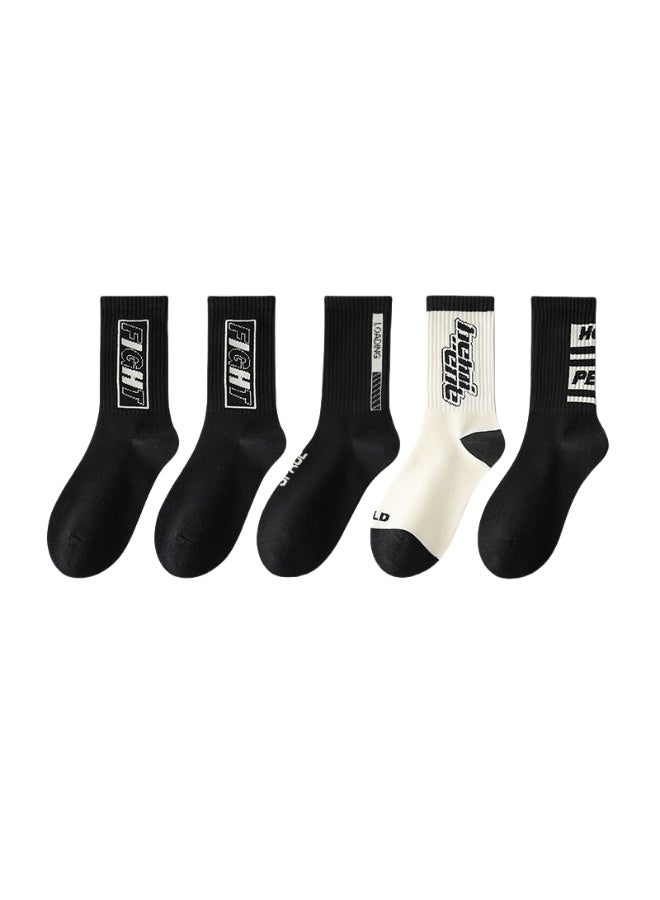 KUYING Fashion Anti Slip Breathable Sports Socks Five Piece Set
